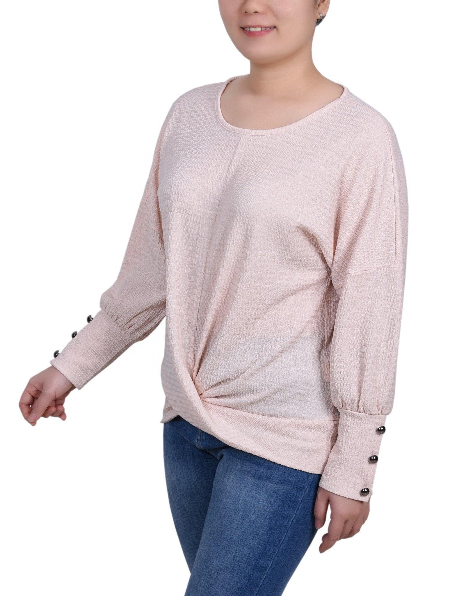 Long Sleeve Textured Knit Top - Petite Product Image