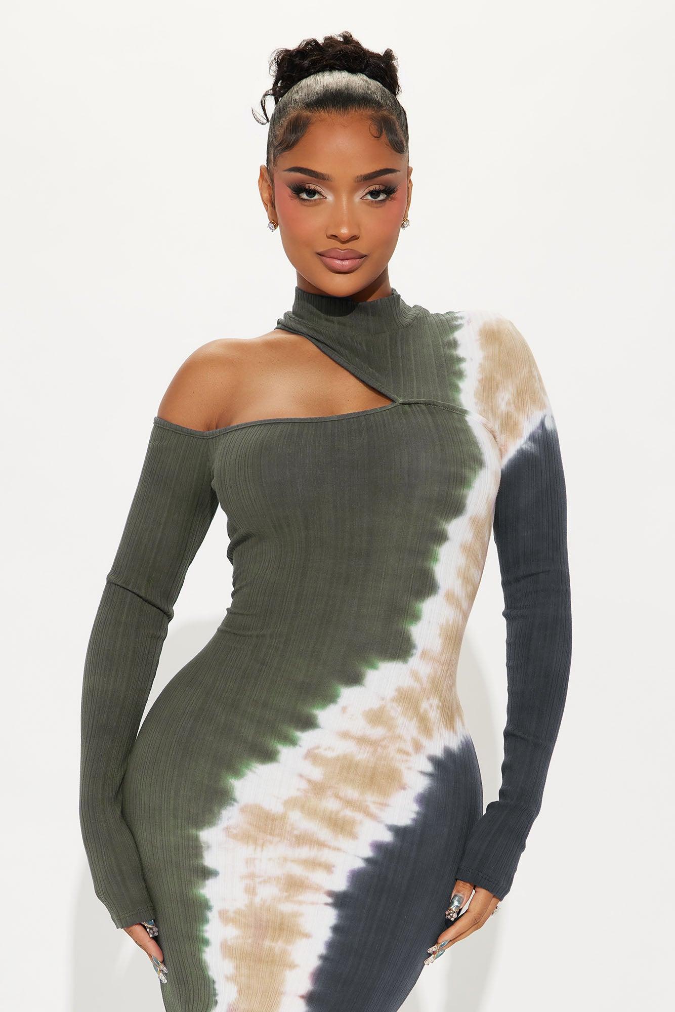 Splash of Tie Dye Midi Dress - Green/combo Product Image