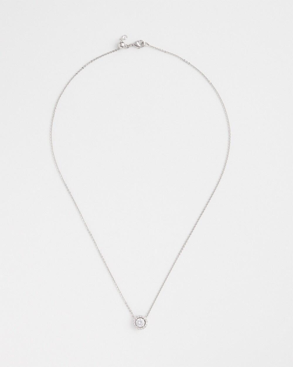 Silver Tone Drop Stone Necklace Product Image