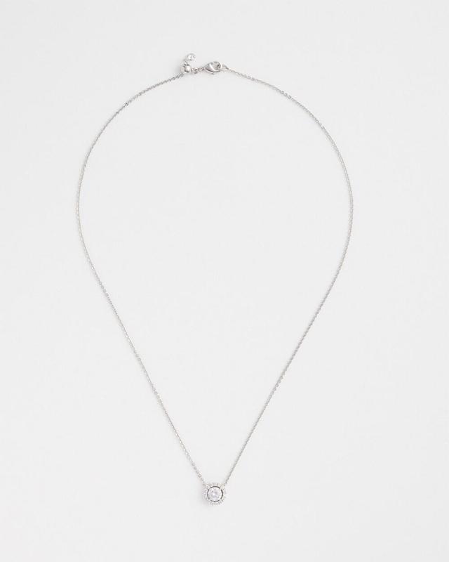 Silver Tone Drop Stone Necklace Product Image