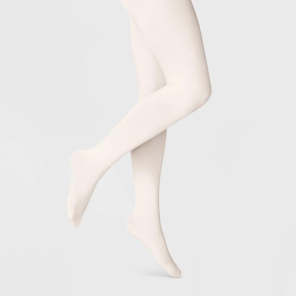 Womens 120D Soft Sheen Blackout Tights - A New Day Ivory M/L Product Image