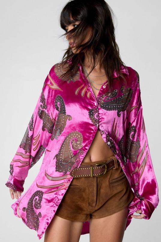 Paisley Devore Sheer Oversized Shirt Product Image