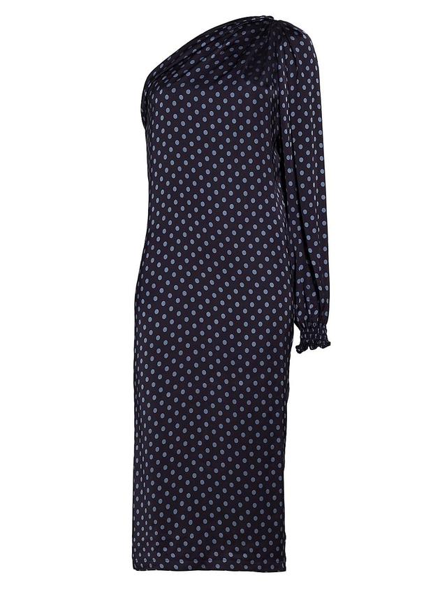 Womens Keeley One-Shoulder Polka-Dot Midi-Dress Product Image