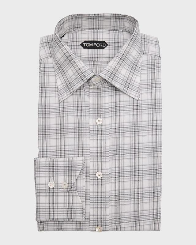 Mens Cotton Check Slim Fit Dress Shirt Product Image