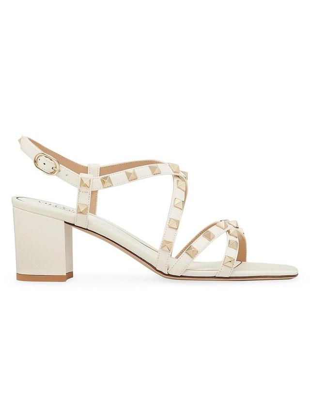 Womens Rockstud Calfskin Sandals With Straps Product Image