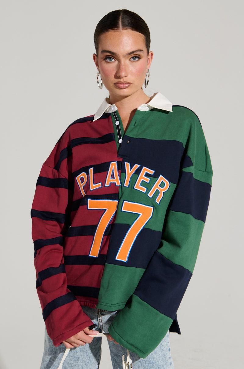 OFF THE FIELD LONG SLEEVE STRIPED RUGBY TEE Product Image