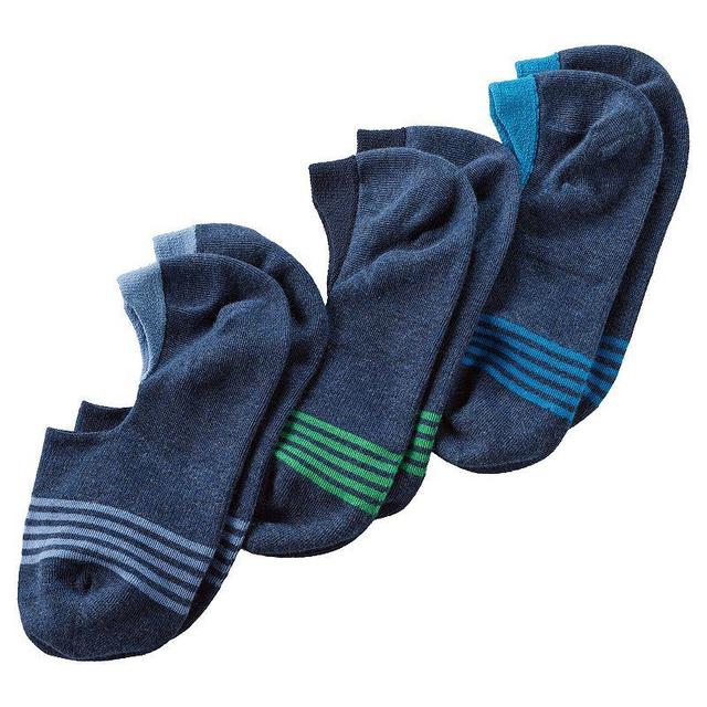 Womens Lands End 3-Pack No-Show Socks Blue Stripes Pack Product Image