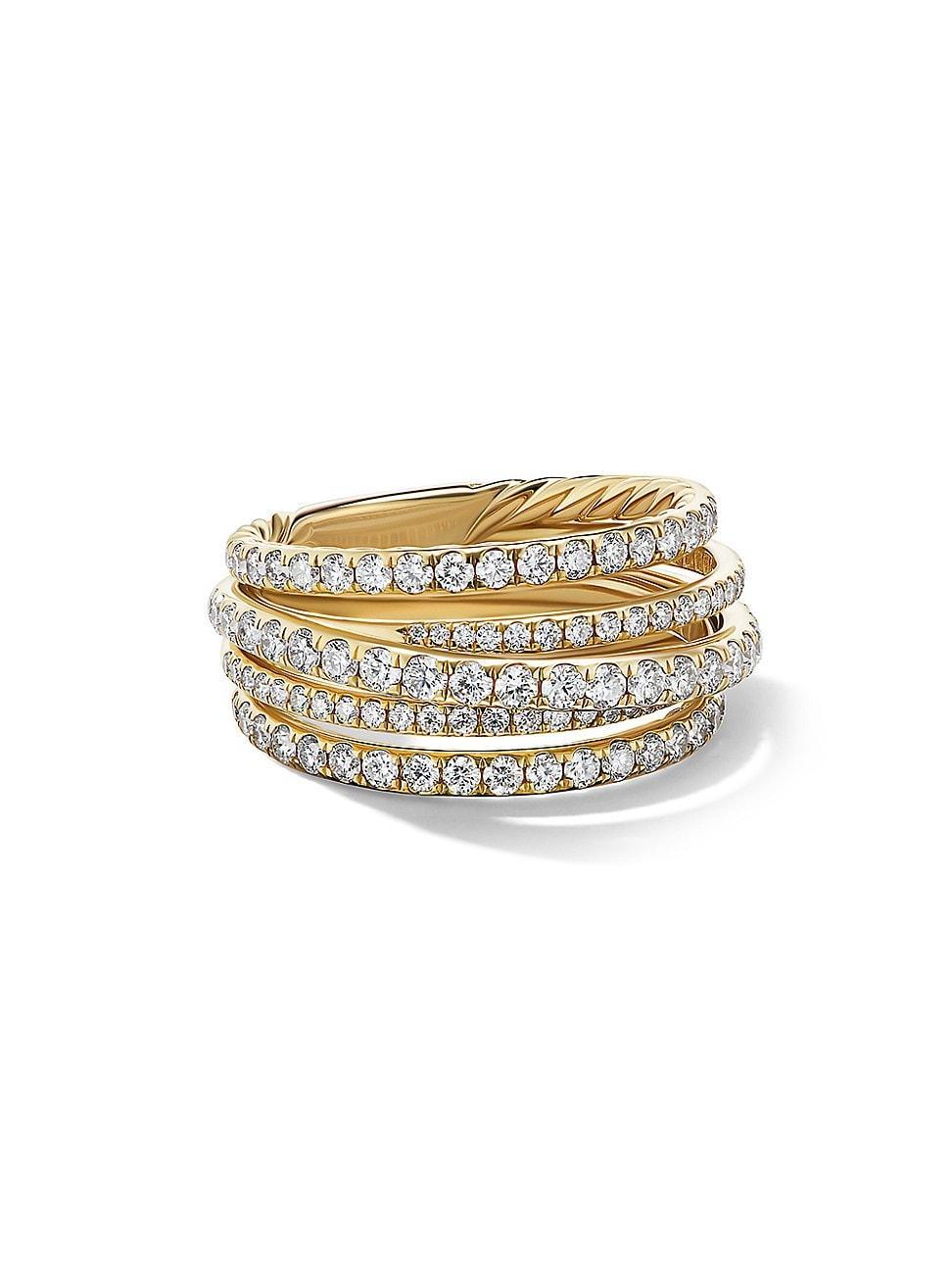 Womens Pav Crossover Ring In 18K Yellow Gold With Diamonds Product Image