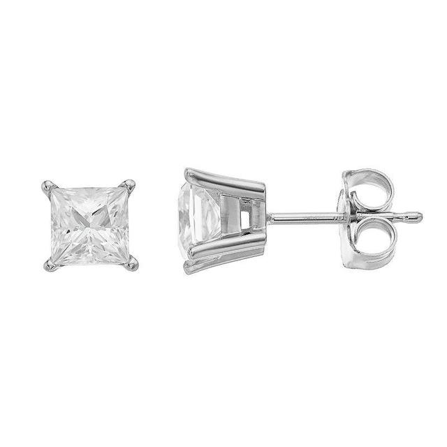 Radiant Fire 14k White Gold Lab-Created Moissanite Stud Earrings, Womens Product Image