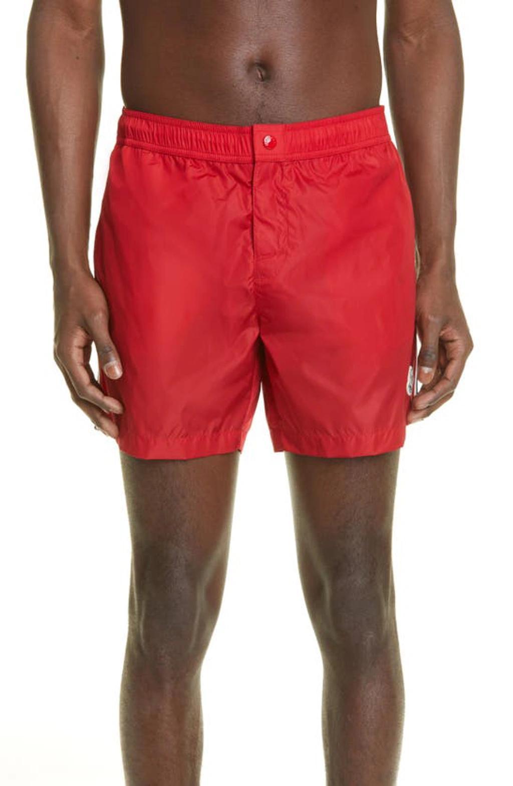 MONCLER Logo-patch Swim Shorts In Red Product Image