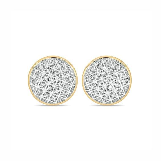 Men's 1/6 CT. T.w. Diamond Disc Stud Earrings in Sterling Silver with 14K Gold Plate Product Image