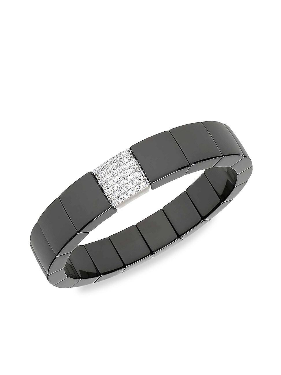 PURA 18k White Gold White Ceramic 5-Diamond Stretch Bracelet Product Image