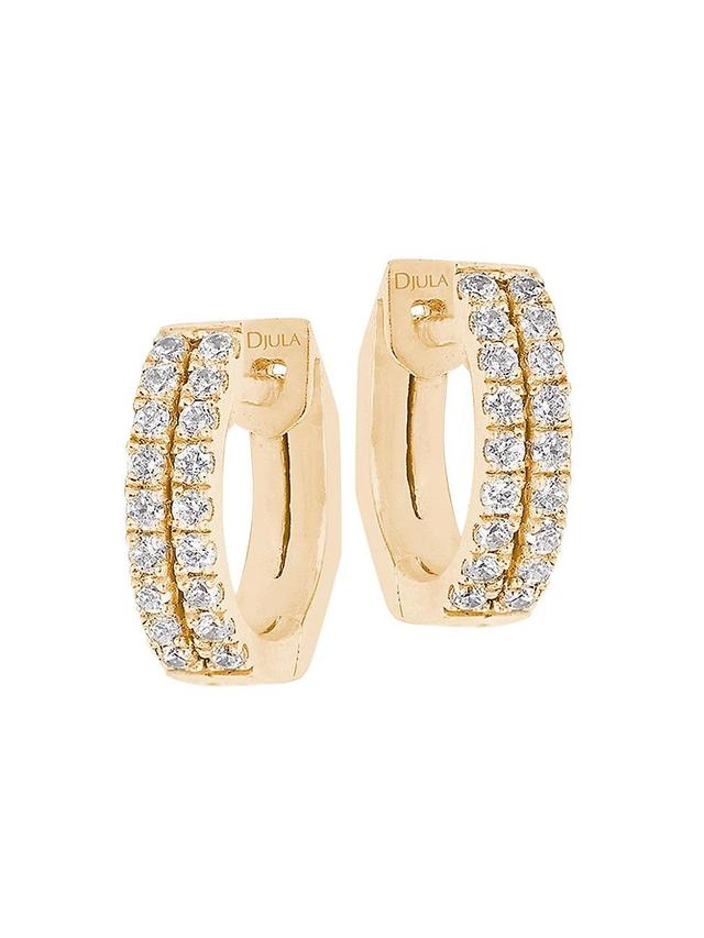 Womens Graphique 18K Yellow Gold & Diamond Hoop Earrings Product Image