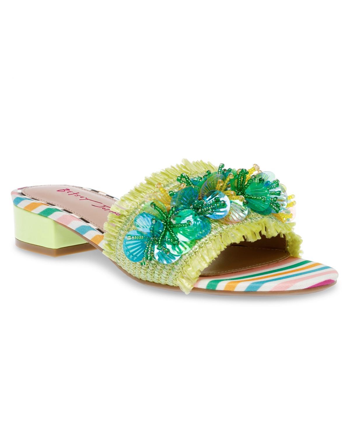 Betsey Johnson Womens Peyten Raffia Slide Sandals Product Image