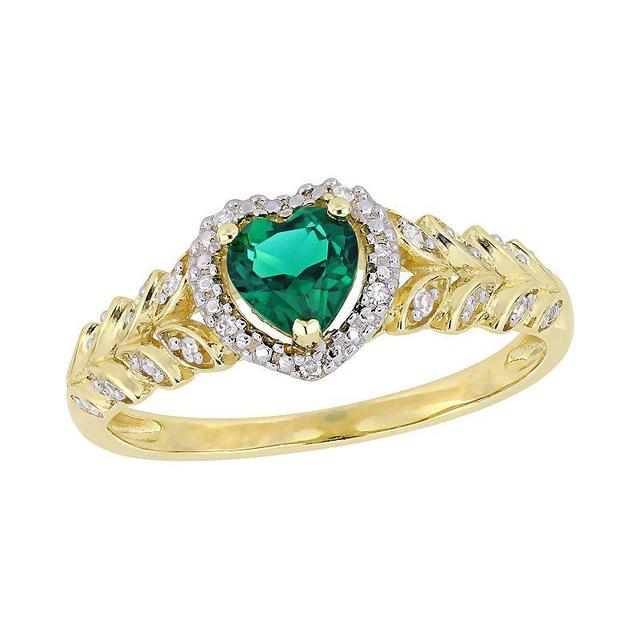 Stella Grace 10K Gold Heart Gemstone & Diamond Accent Ring, Womens Green Product Image