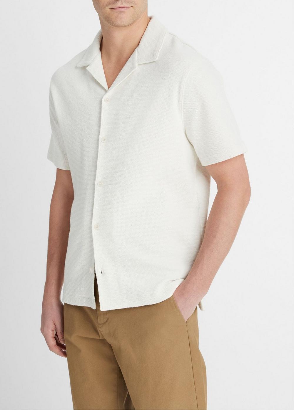 Bouclé Short-Sleeve Button-Front Shirt Product Image