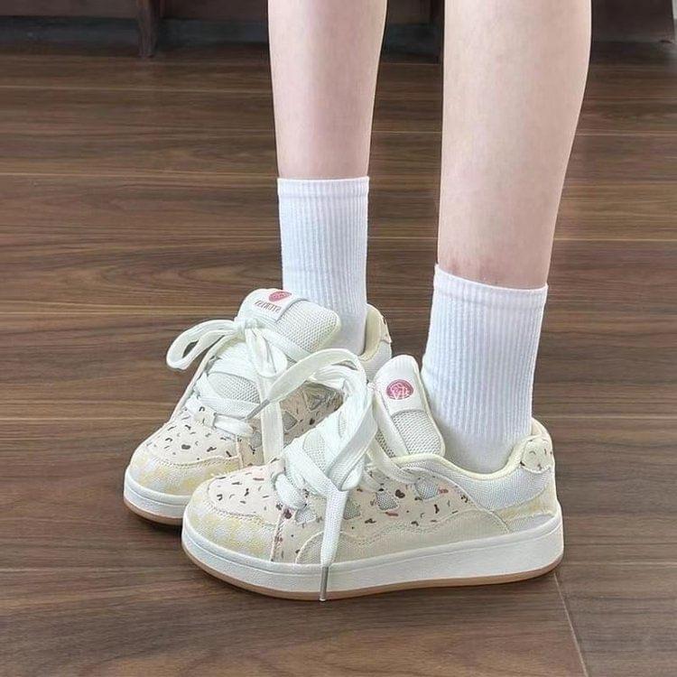 Platform Patterned Lace-Up Sneakers Product Image