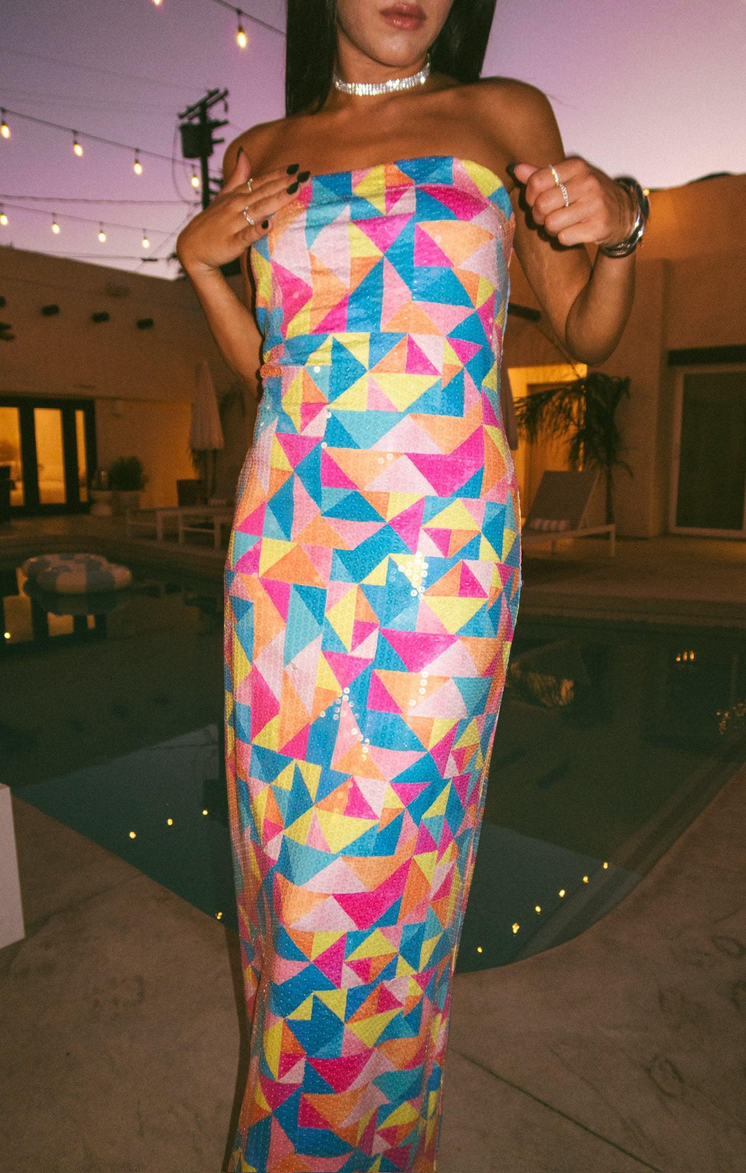 On My Way Maxi Dress ~ Triangle Geo Sequins Product Image