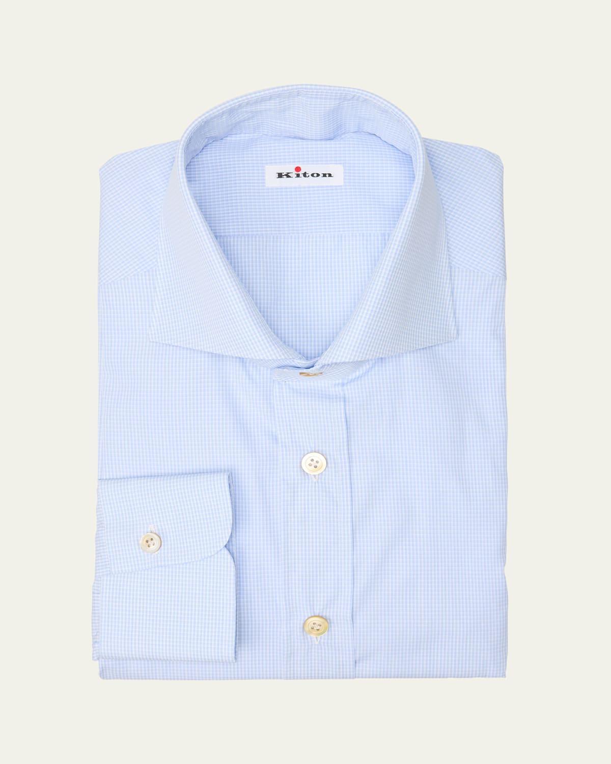 Mens Cotton Micro-Check Dress Shirt Product Image