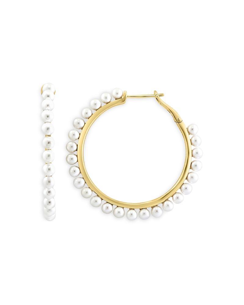 Bloomingdales Freshwater Pearl Hoop Earrings in 14k Gold Product Image