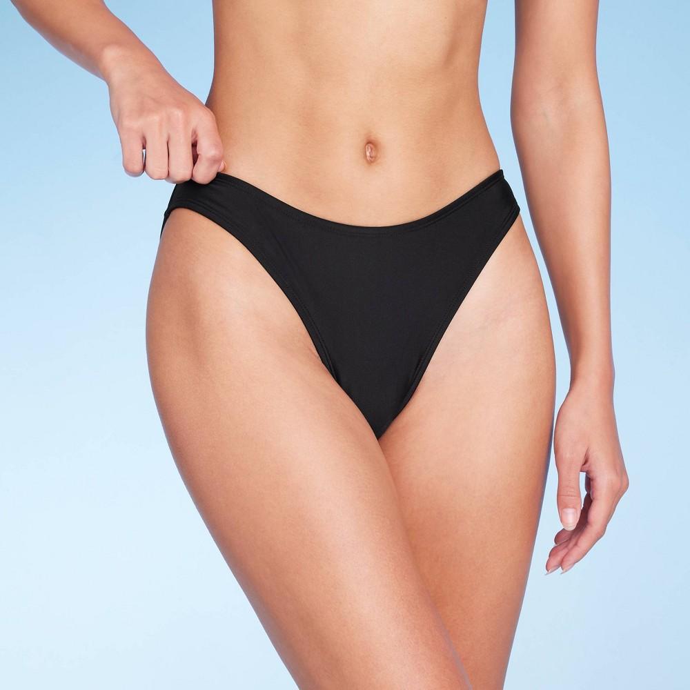 WomensLow-Rise High Leg Cheeky Bikini Bottom - Wild Fable M: Stretchy Comfort, Nylon & Spandex Blend, Hand Wash Product Image