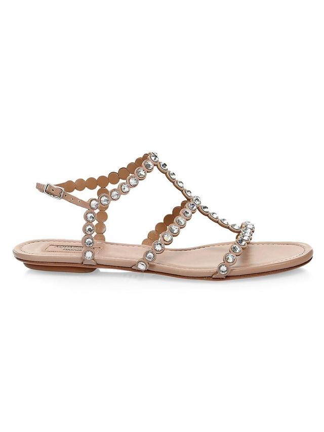 Womens Tequila Crystal-Embellished Leather Flat Sandals Product Image