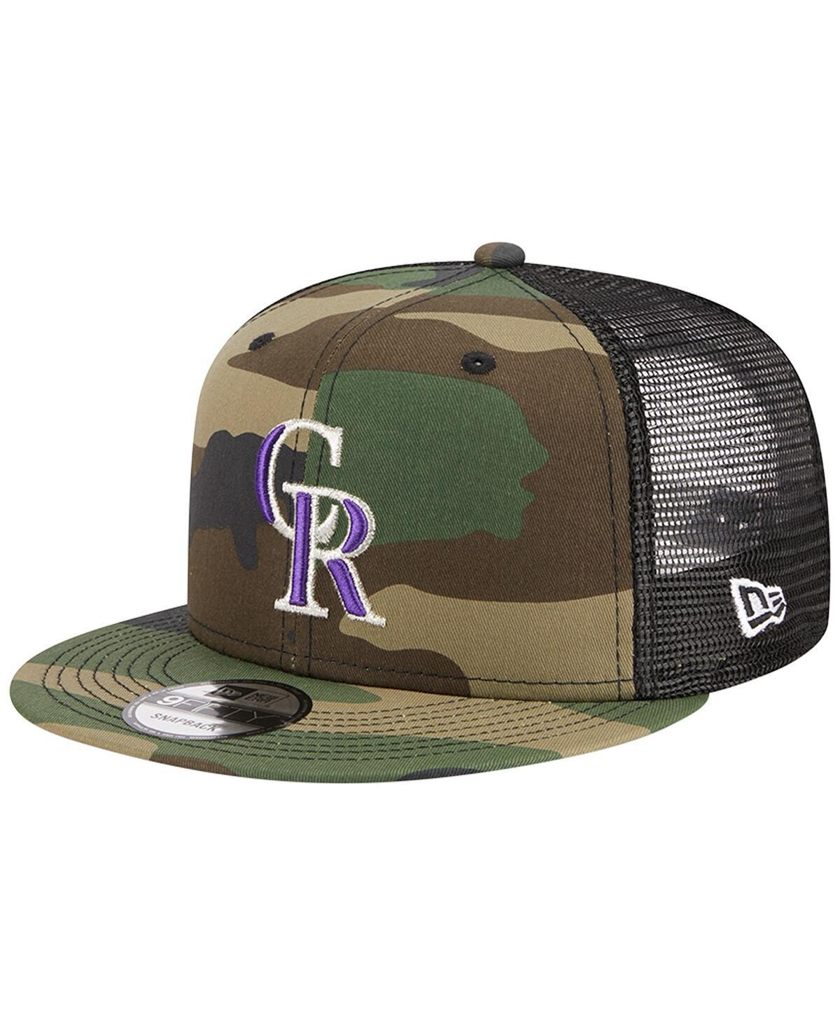 Men's New Era Camo Colorado Rockies Woodland Camo Trucker 9FIFTY Snapback Hat Product Image