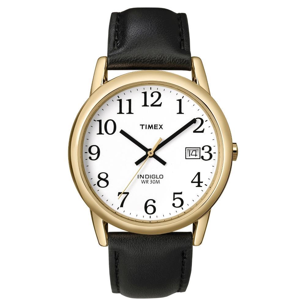 Men's Timex Easy Reader Watch with Leather Strap - Gold/Black T2H2919J Product Image