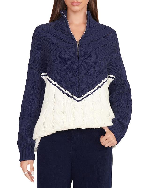 Staud Hampton Half Zip Cable Tunic Sweater Product Image