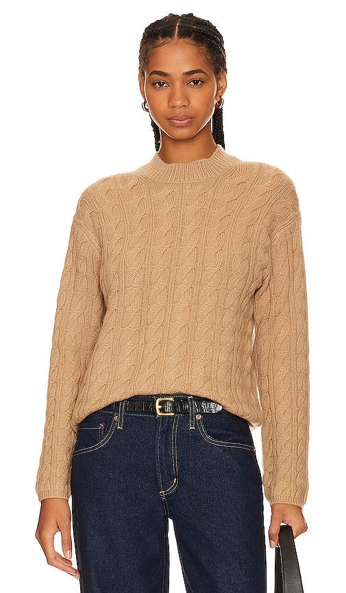 Vince Twisted Cable Cropped Crew in Beige. - size S (also in XS, M, L, XL) Product Image