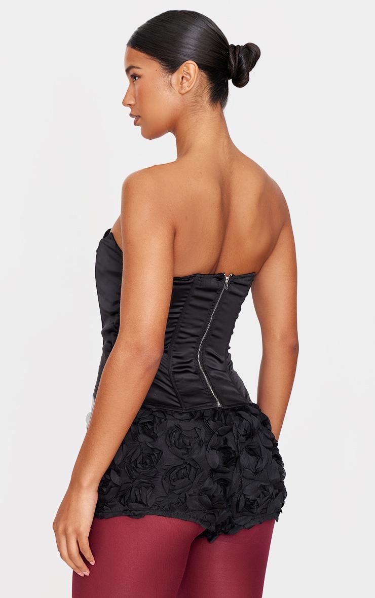 Black Satin Velvet Bust Detail Corset Product Image