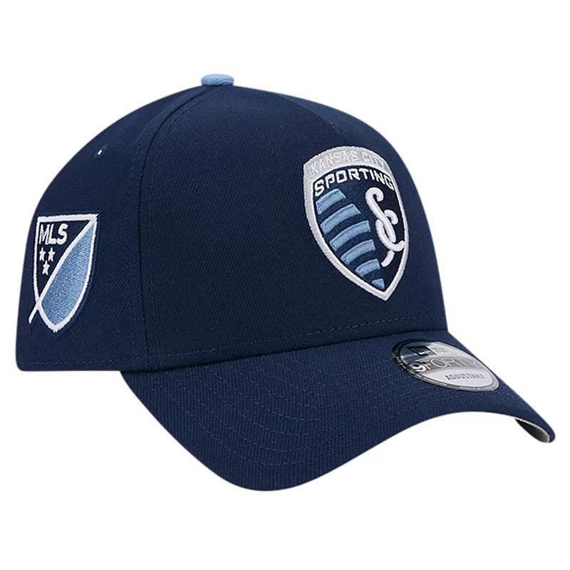 Mens New Era Navy Sporting Kansas City 2024 Kick Off Collection 9FORTY A-Frame Adjustable Hat Product Image