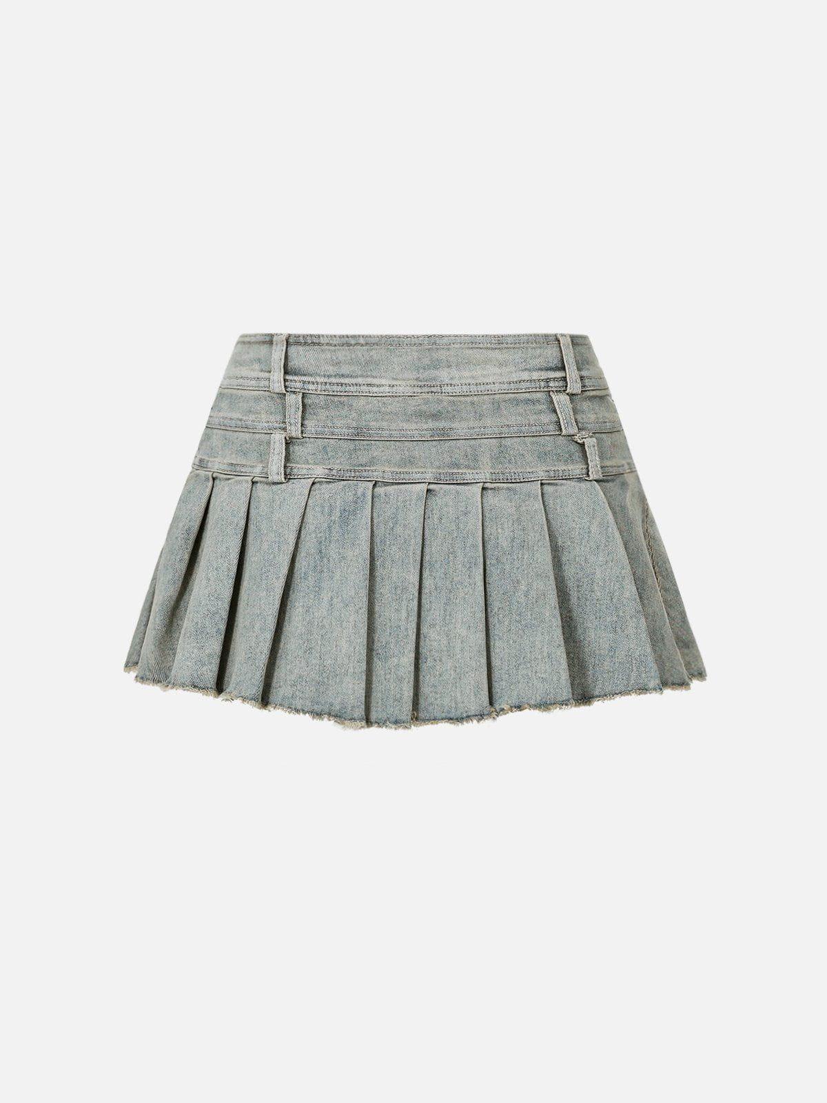 Aelfric Eden Three Layers Waist Washed Denim Skirt Female Product Image