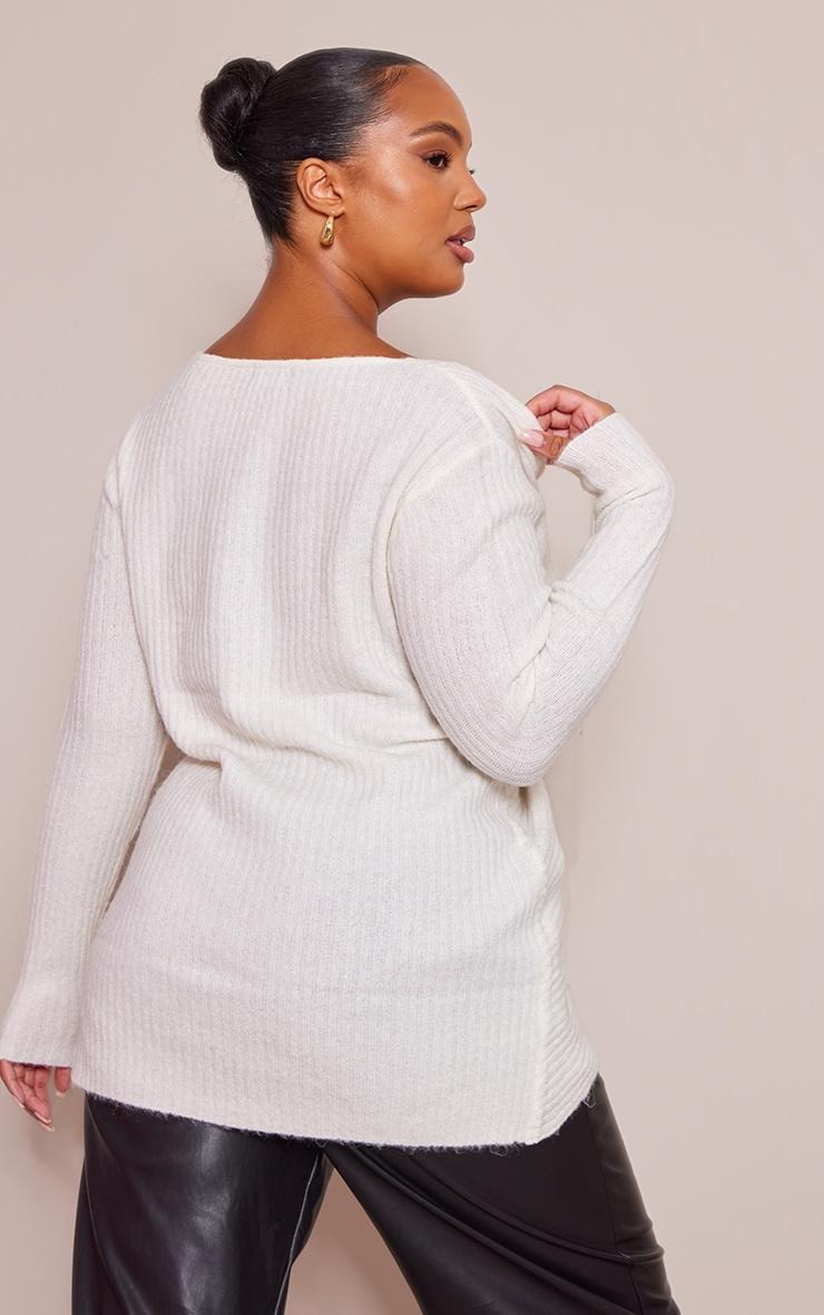 Plus Cream Soft Knit Wrap Sweater Product Image