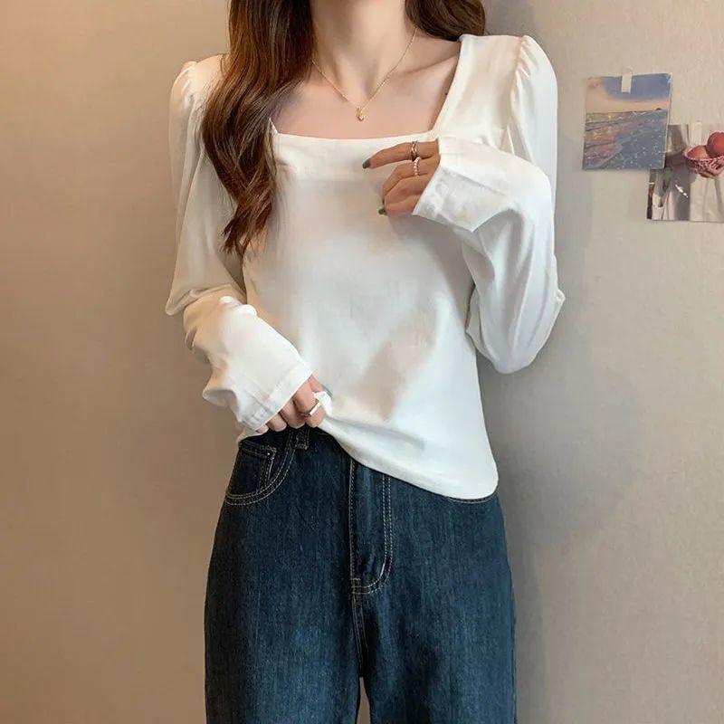 Long Sleeve Square Neck Plain T-Shirt product image