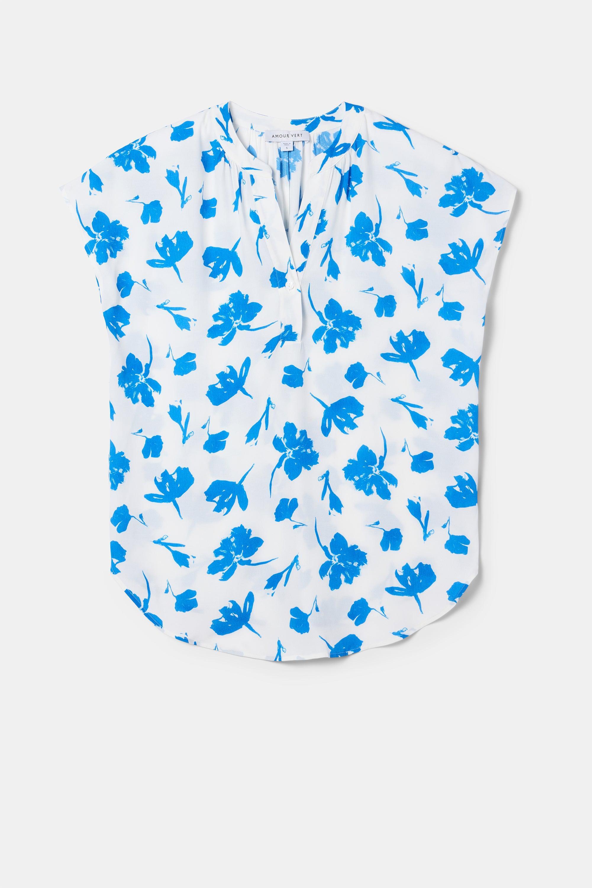 Renata Crepe Blouse - Aix Blue Product Image