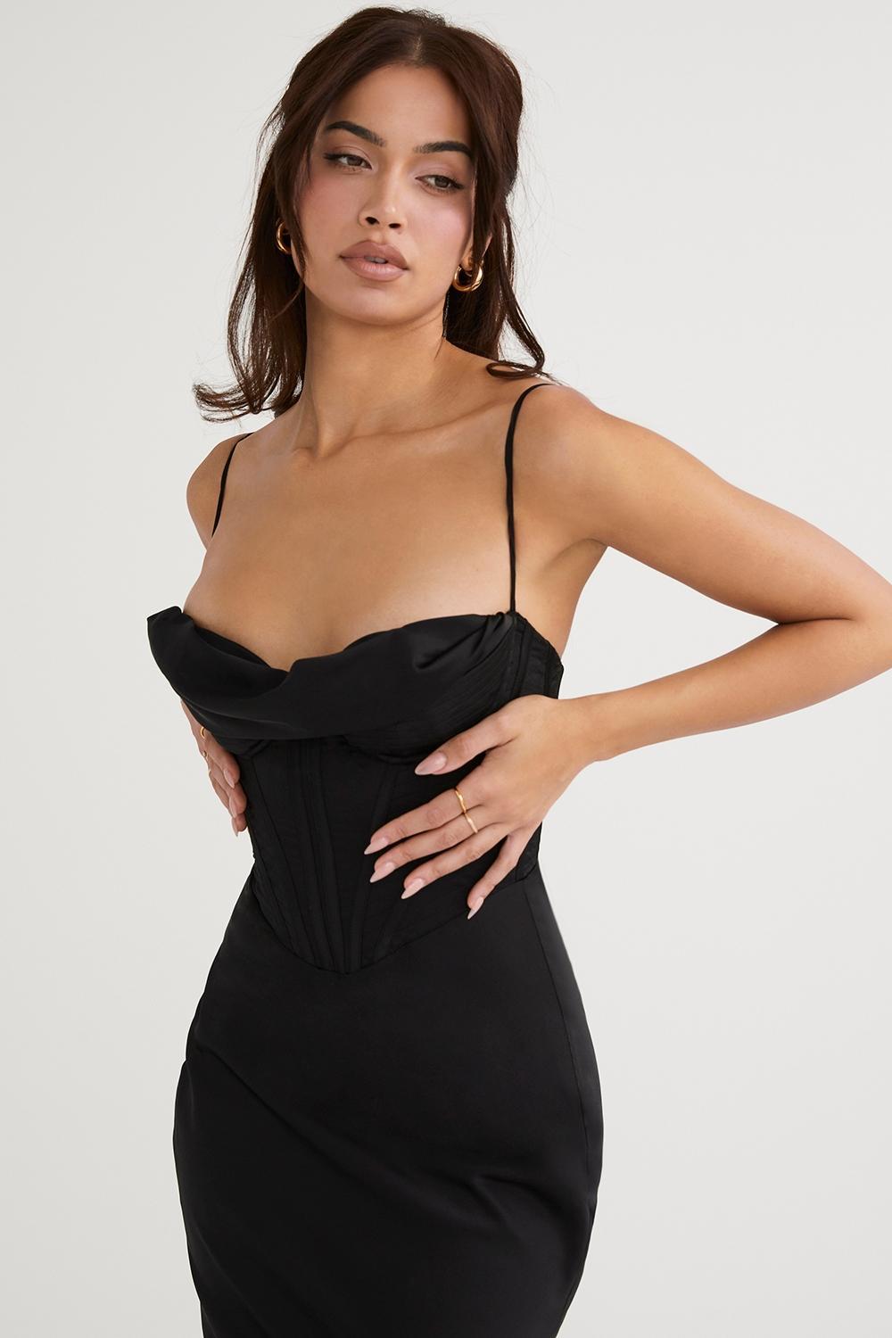 Charmaine Black Corset Maxi Dress Product Image