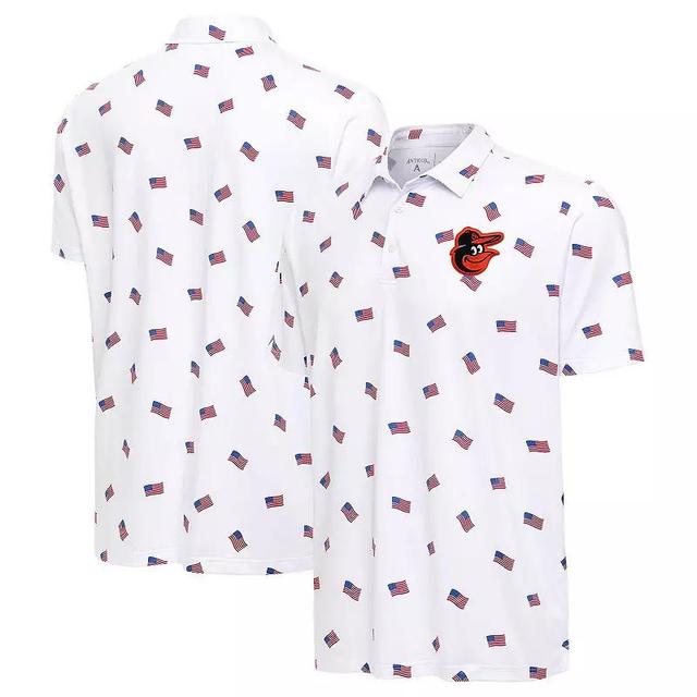 Antigua Mens White Baltimore Orioles Americana Polo Shirt Product Image