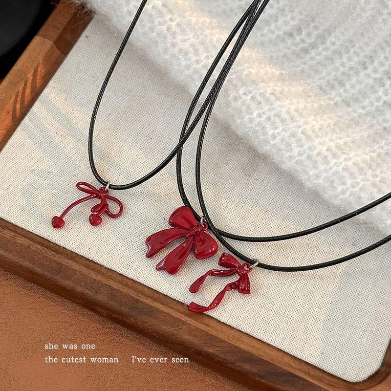 Bow Pendant Cord Necklace (Various Designs) Product Image