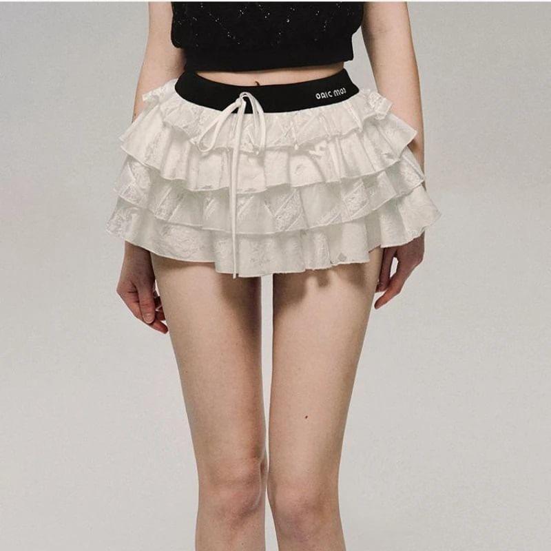 Low Rise Layered Mini A-Line Skirt Product Image