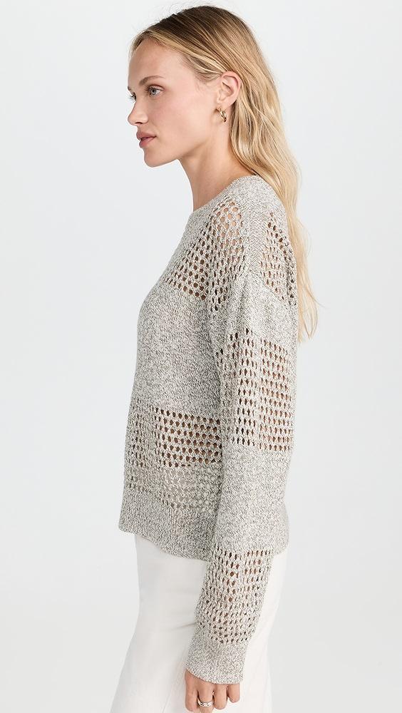 ATM Anthony Thomas Melillo Cotton Linen Blend Open Knit Crew Neck Sweater | Shopbop product image