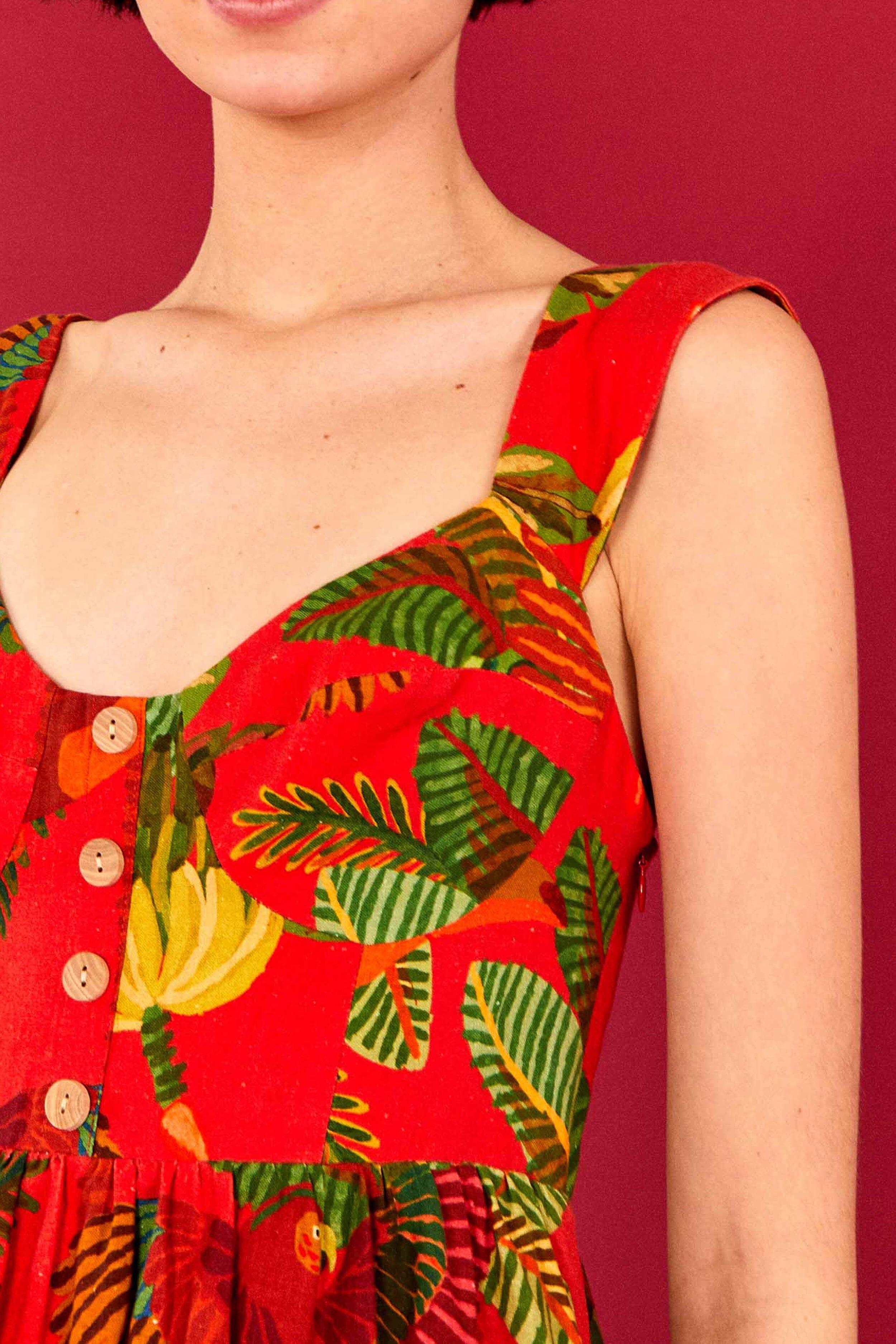 Red Forest Birds Mini Dress Product Image