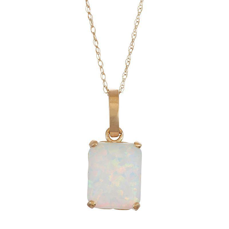 Designs by Gioelli 10k Gold Lab-Created Opal Rectangle Pendant Necklace, Womens Product Image