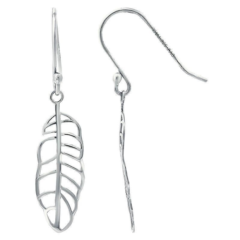 Aleure Precioso Feather Drop Fishhook Earrings, Womens, Silver Product Image