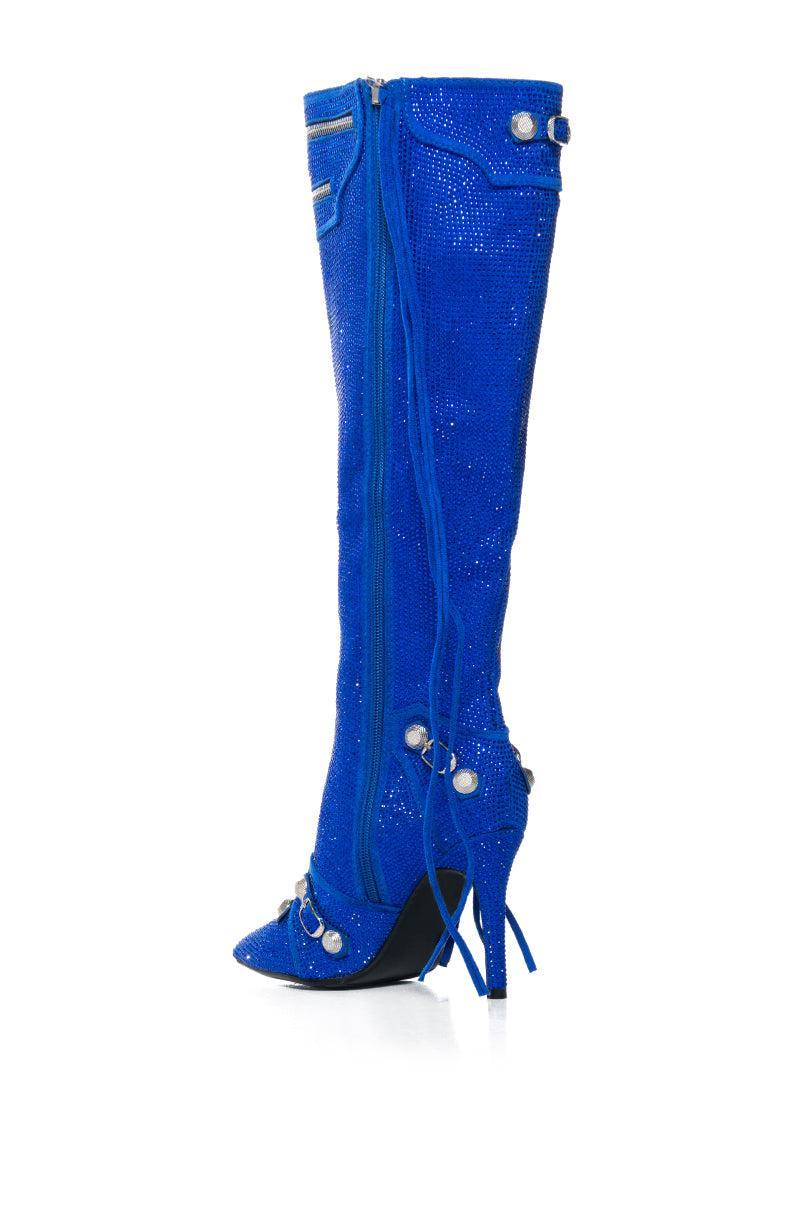 AZALEA WANG JUST FOR YOU RHINESTONE STILETTO BOOT IN BLUE Product Image