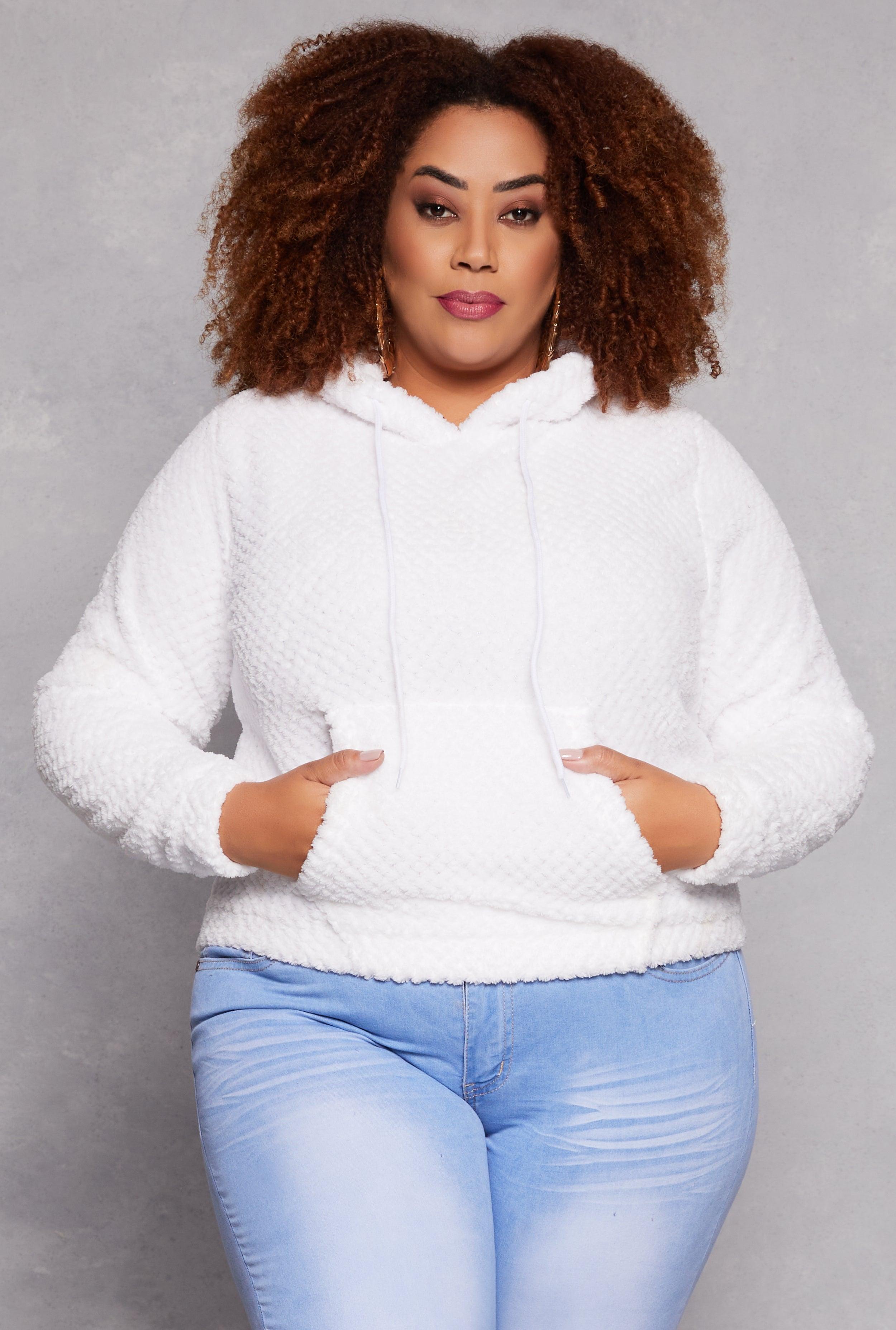 Womens Plus Size Quilted Plush Pullover Hoodie Product Image