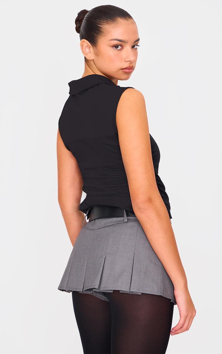 Black Ruched Sleeveless Long Top Product Image