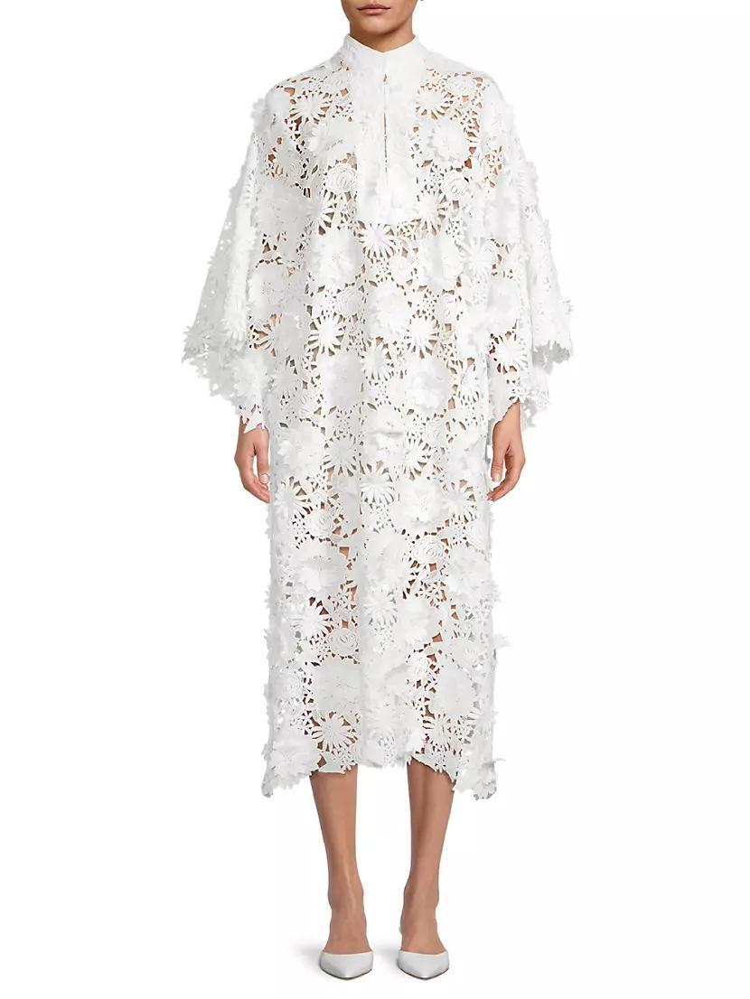 Floral-Lace Caftan Midi-Dress Product Image