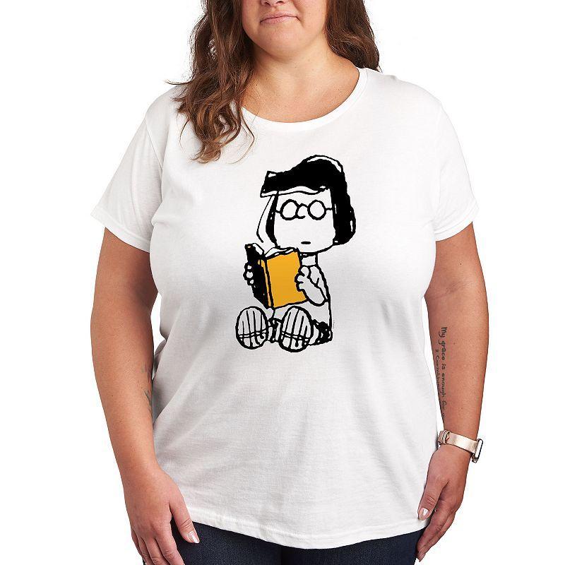 Plus Peanuts Marcie Reading Graphic Tee, Womens Grey Gray Product Image