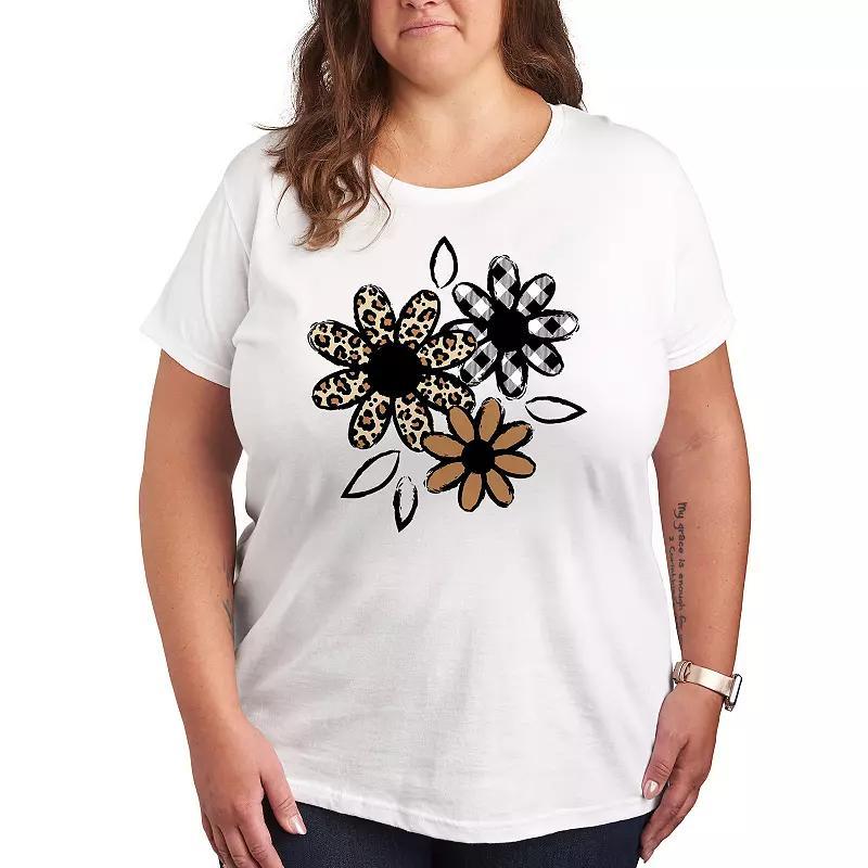 Plus Patterned Flowers Graphic Tee, Womens Product Image